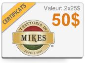 50$ - Restaurant Mikes des Grandes-Prairies - St-Léonard